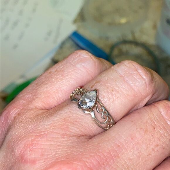 Signed Pear Cut Crown Tiara Design size 7 - Picture 3 of 11